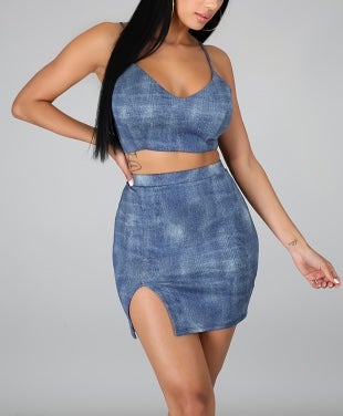 Denim Skirt Set