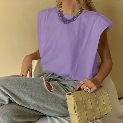 Chic Me Padded Shoulder T-Shirt